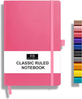Classic College Ruled Notebook with Pen Holder - Faux Leather Journal