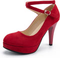 Women's Platform High Heels Closed Toe Pumps Strappy (Style 2BDJ)