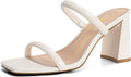 Athlefit Women's Square Open Toe Two Strap Heeled Sandals - Chic heels