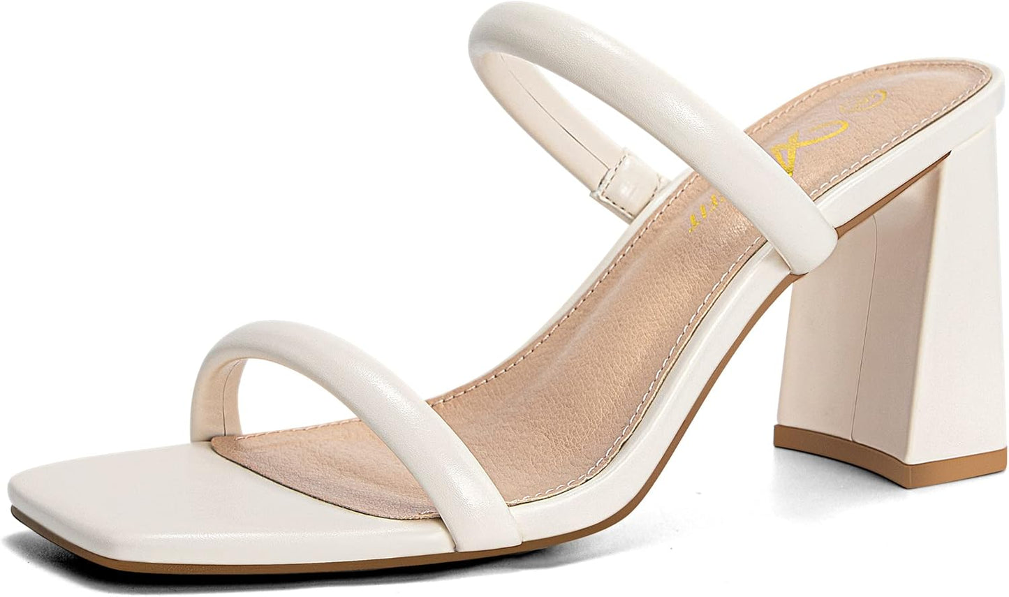 Athlefit Women's Square Open Toe Heeled Sandals for Style