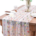 Ivory Embroidery Daisy 10ft Table Runner - Floral Holiday Decor
