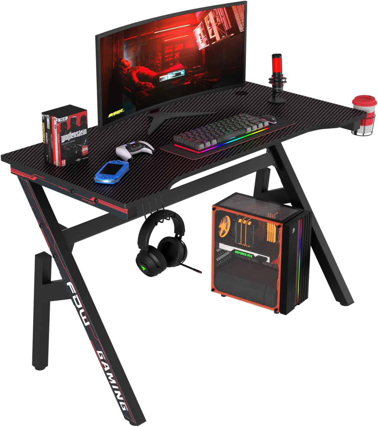 47 Gaming Desk: Carbon Fiber Ergonomic Design
