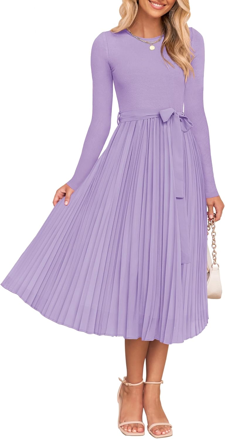 ZESICA Women's Fall Long Sleeve Midi Dress for Every Occasion
