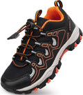 Boys Waterproof Sneakers Black/Orange - Slip Resistant Outdoor Shoes