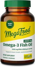 MegaFood 2000mg Fish Oil Omega 3 Supplements - Burp-Less Lemon Infused