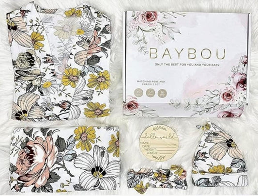 Matching Mommy and Me Robe Swaddle Set for Baby Girl Gift