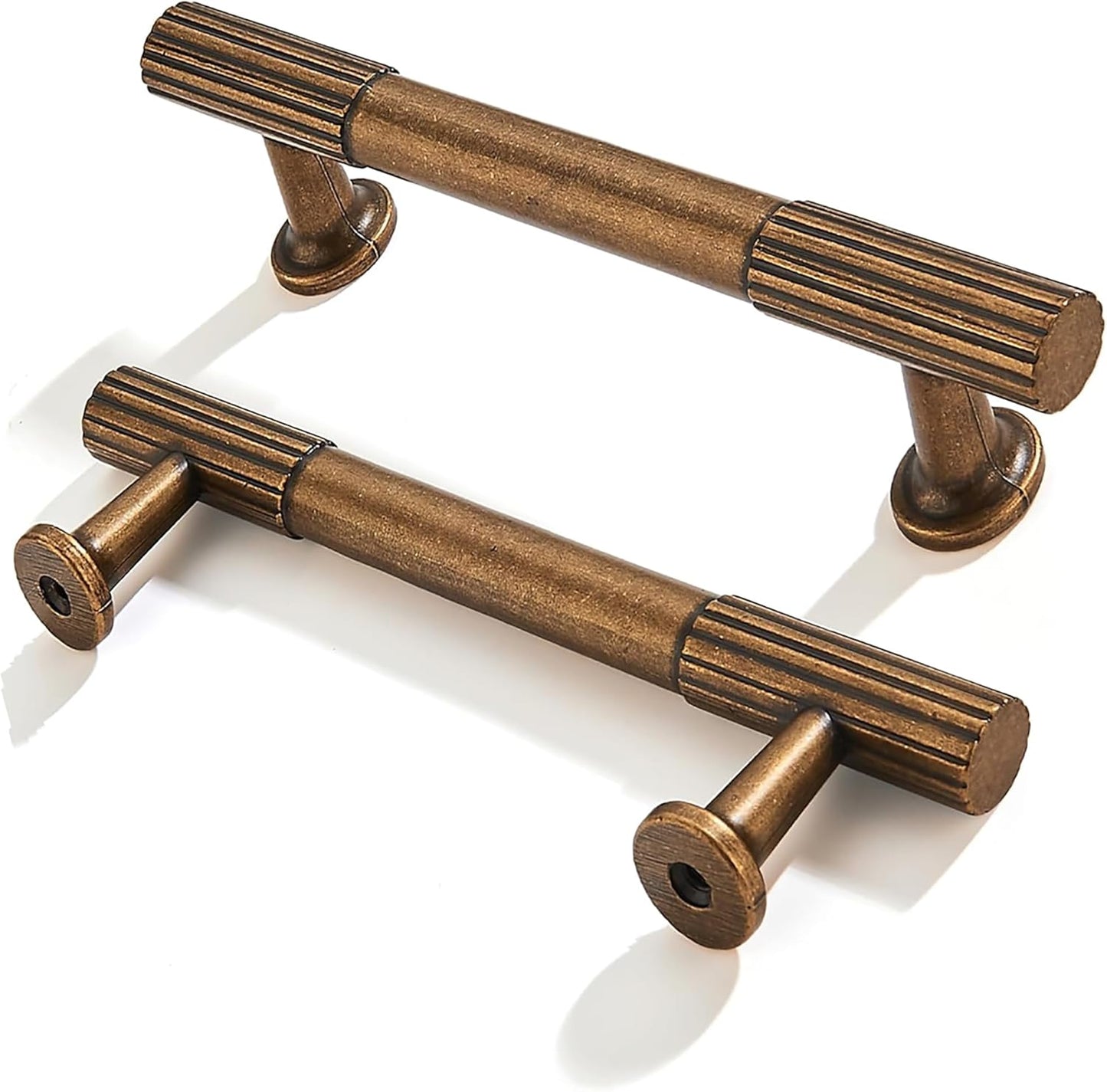 10-Pack 3-1/2 Inch Hole Center Antique Brass Cabinet Pulls