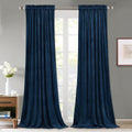 StangH Velvet Curtains 108 in Navy Blue - Thermal Blackout Drapes