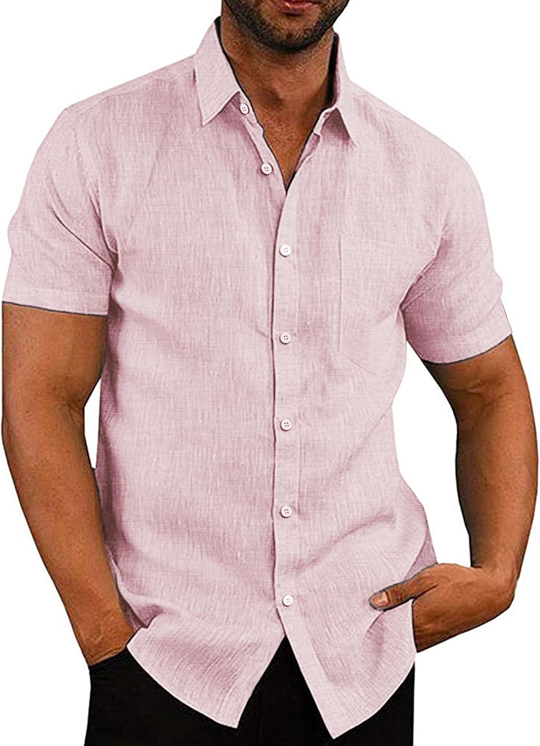 COOFANDY Men's Casual Button Down Linen Shirt for Summer Wear