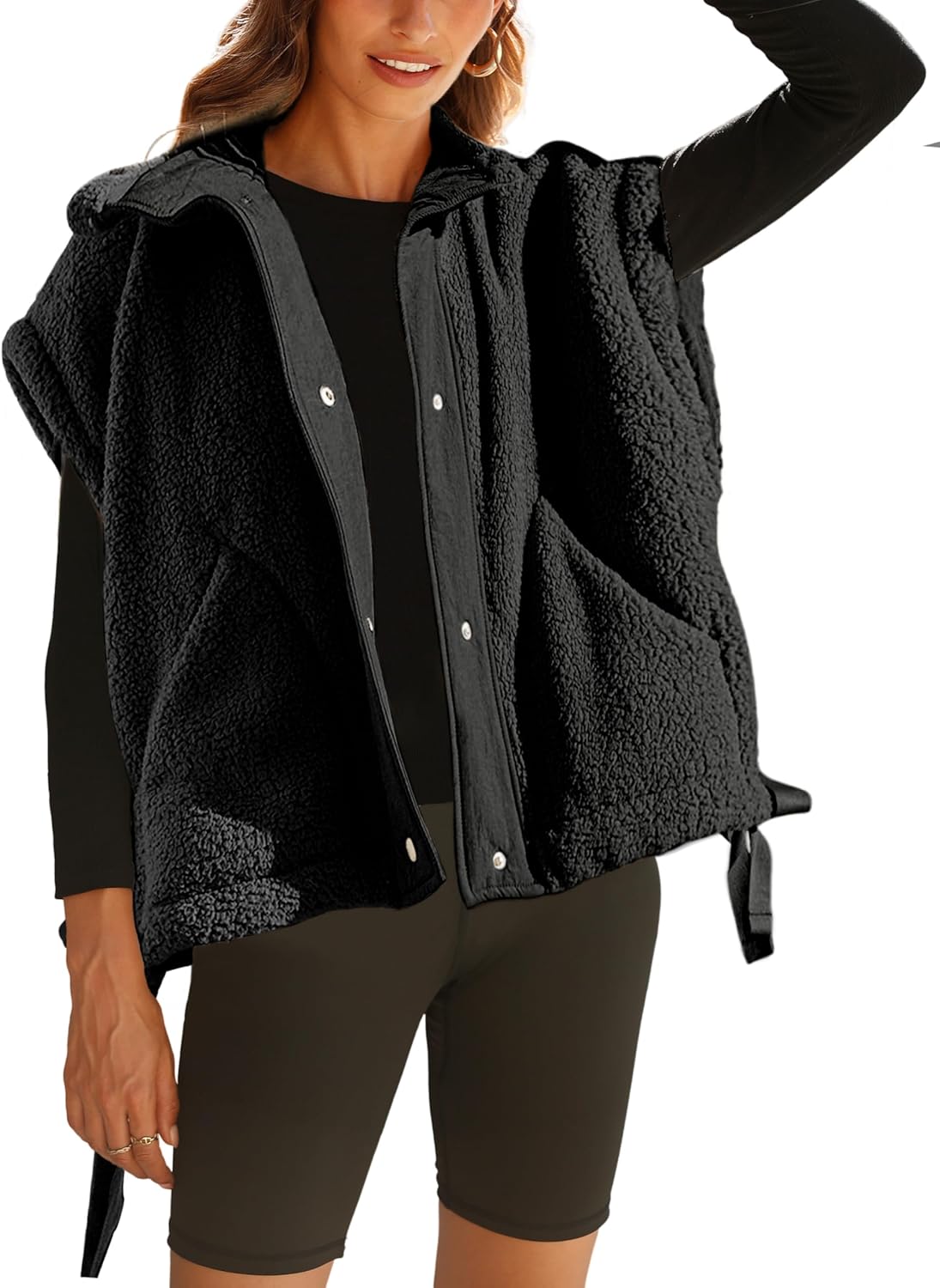 VAOYIU Women's Fleece Vest Casual Sleeveless Oversized Jacket