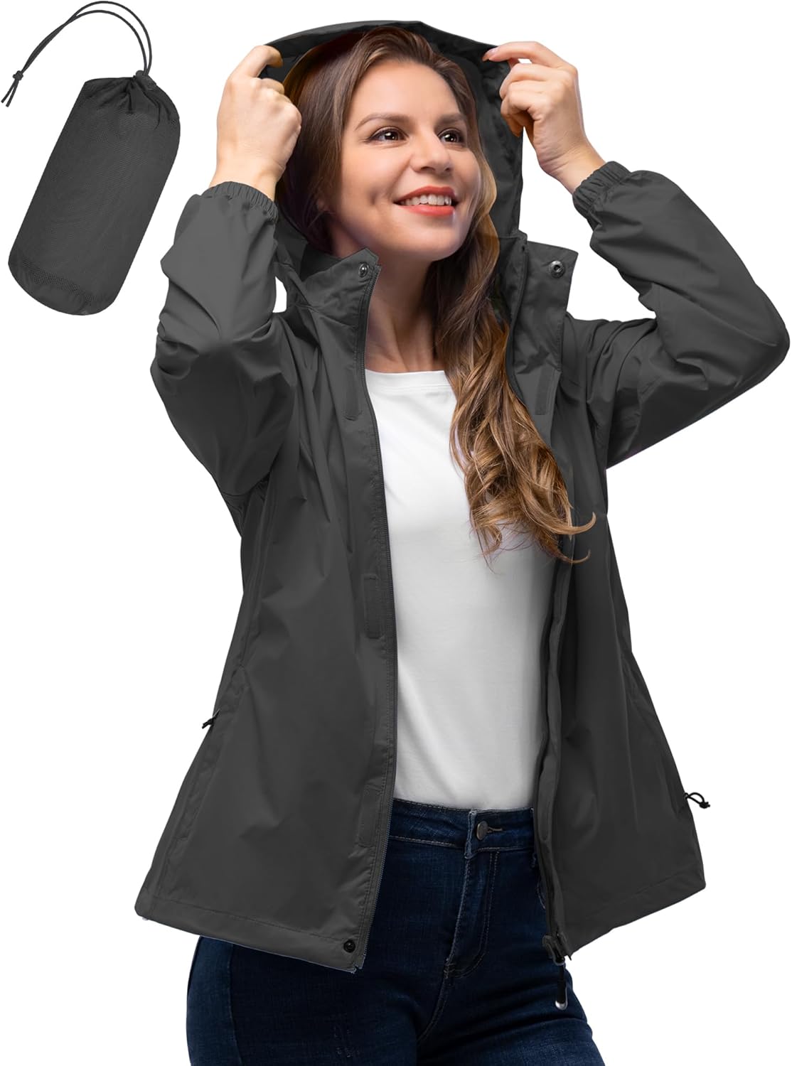 33,000ft Women's Rain Jacket Lightweight Waterproof Packable