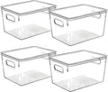 Clear Plastic Storage Bins with Lids - Large Stackable 11.2 x 7.5 x 6