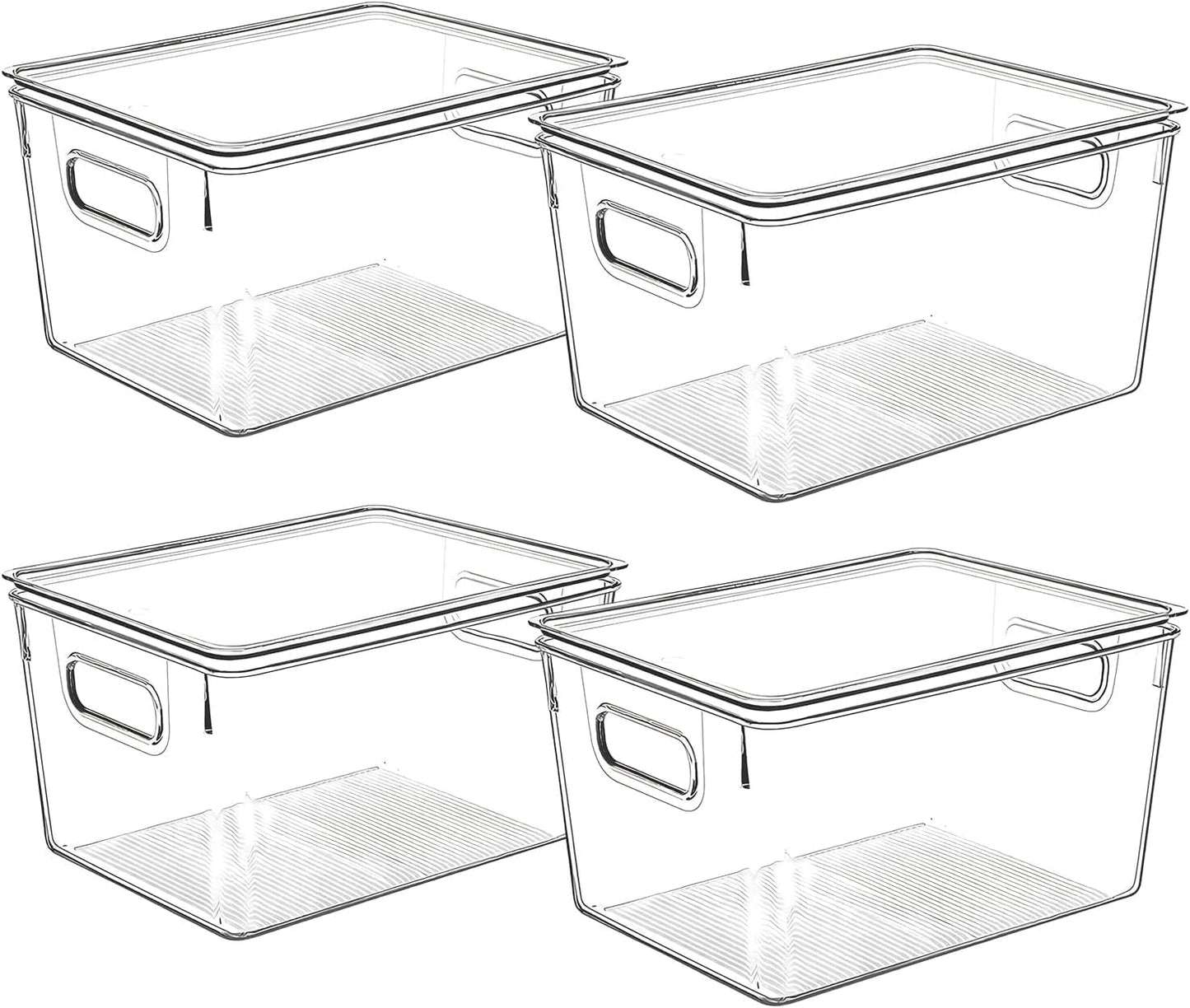 Clear Plastic Storage Bins with Lids for Kitchen Organization