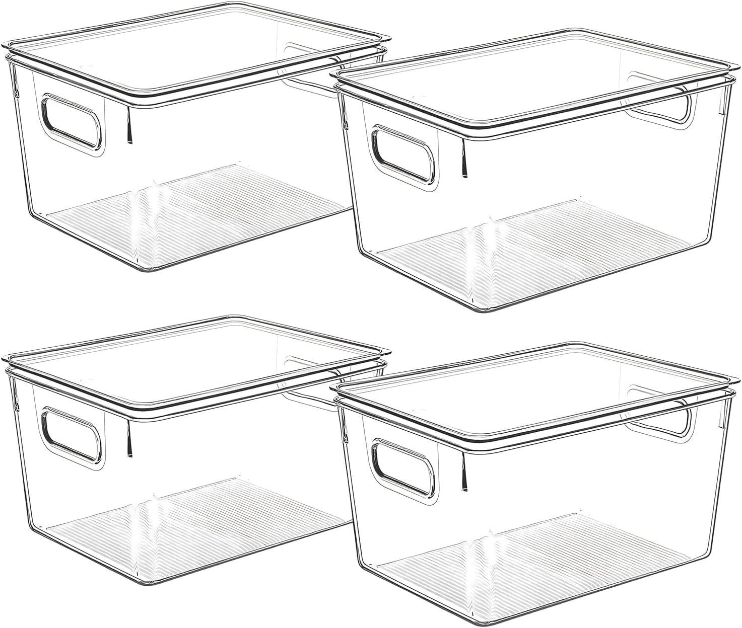 Clear Plastic Storage Bins with Lids for Kitchen Organization