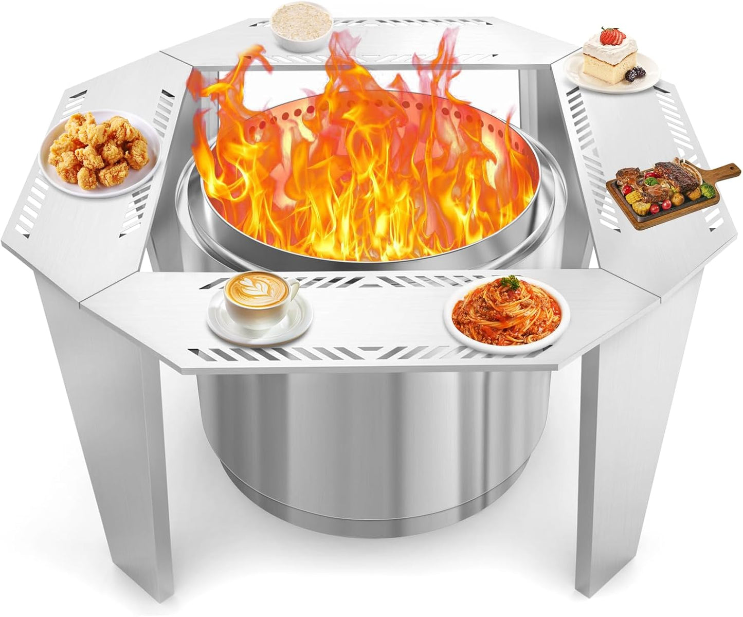 Adjustable Stainless Steel Fire Pit Surround Table for Outdoor Fun