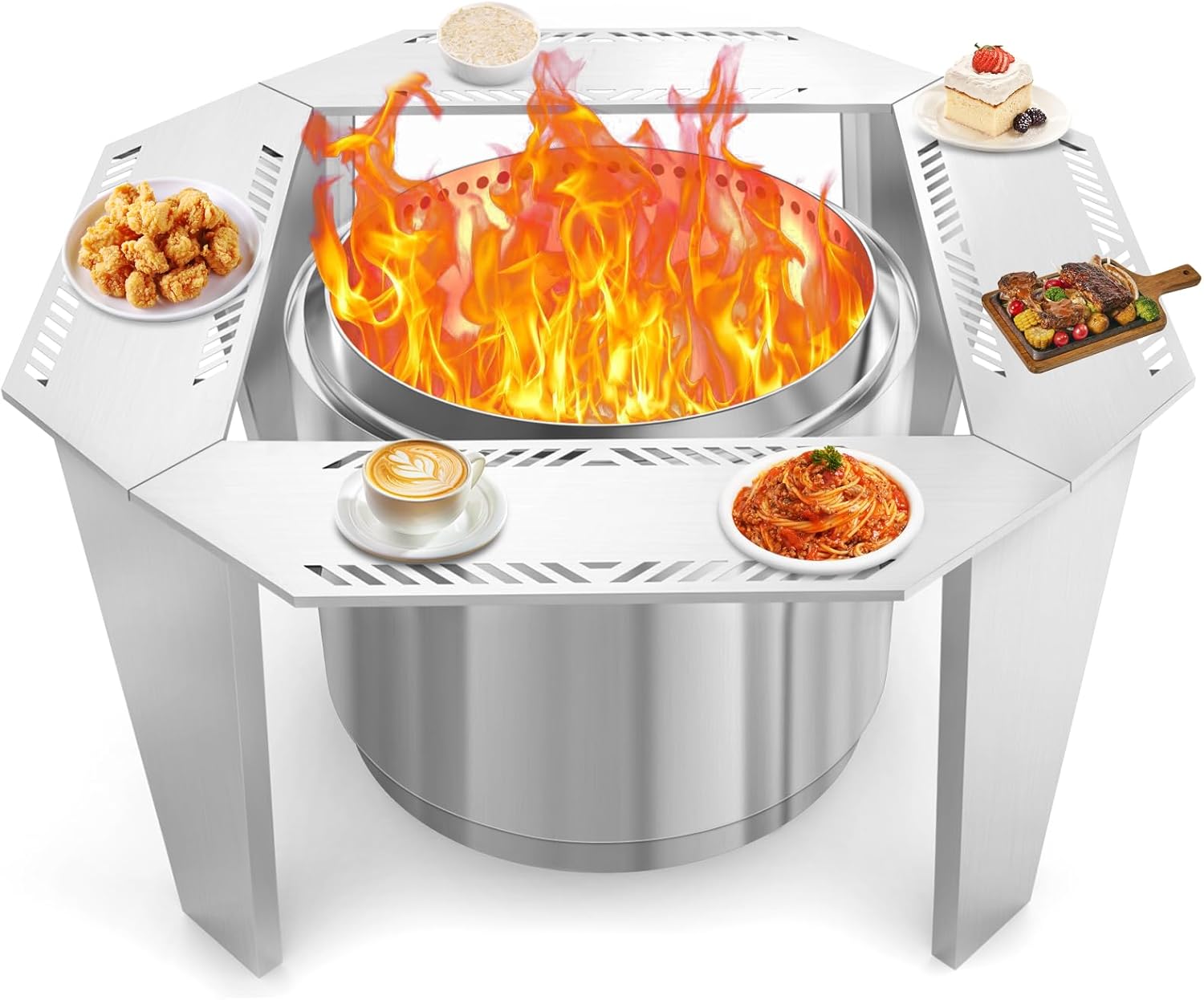 Adjustable Stainless Steel Fire Pit Surround Table for Outdoor Fun