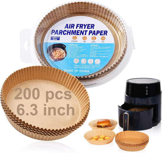 200pcs 8 Non-Stick Air Fryer Liners - Oil-Proof & Food Grade