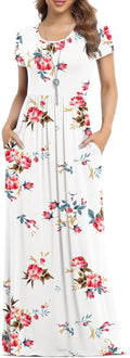 VIISHOW Women's Short Sleeve Loose Maxi Dress - Casual Pocketed Style