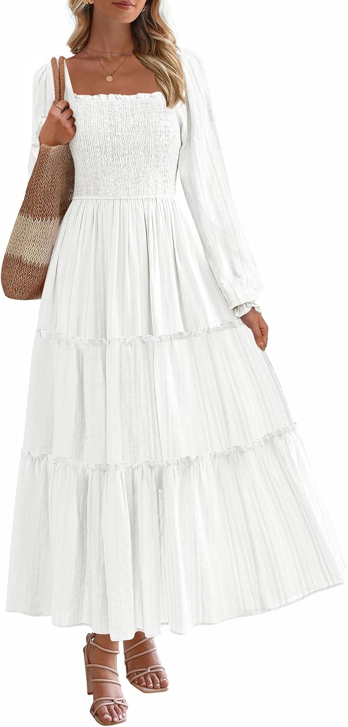 Elegant Long Sleeve Maxi Dress with Pockets for Women 2025