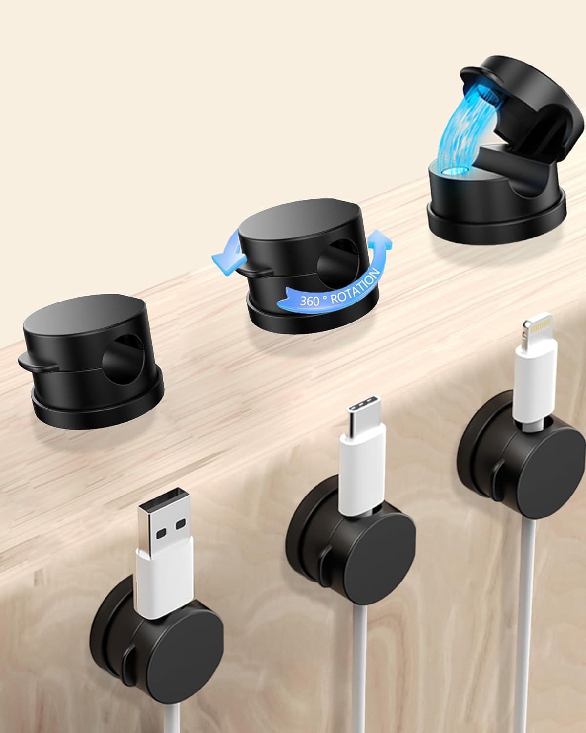 360 Adjustable Magnetic Cable Organizer - No Residue Desk/Home Charger Management