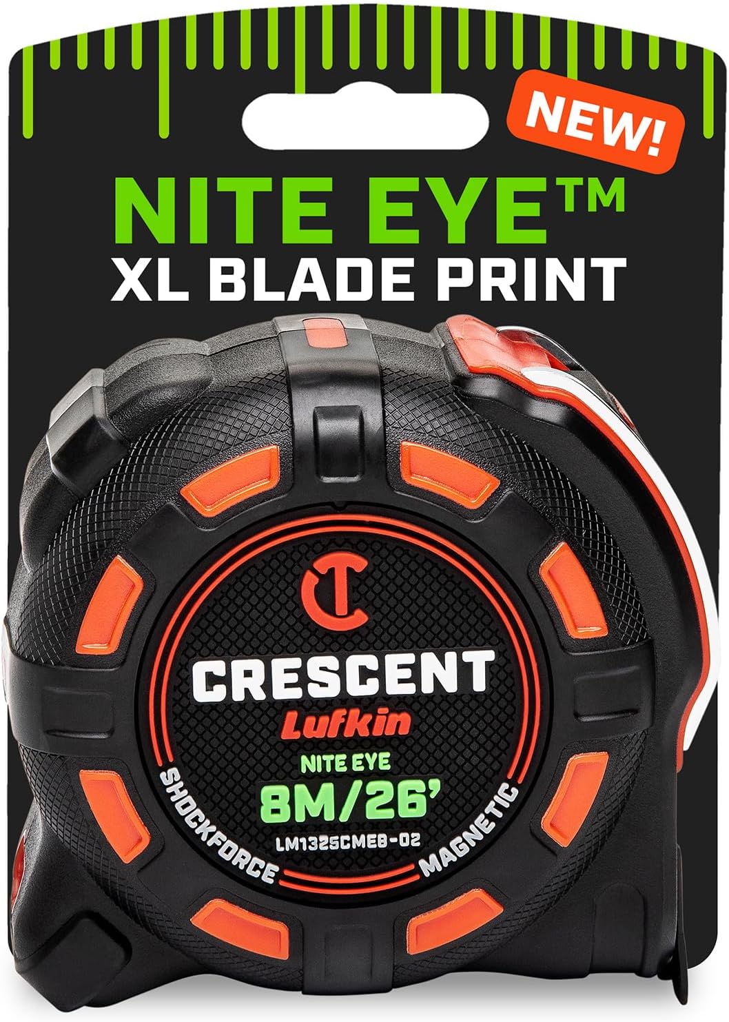 Crescent Lufkin 25 Ft. SHOCKFORCE NITE EYE Magnetic Tape Measure
