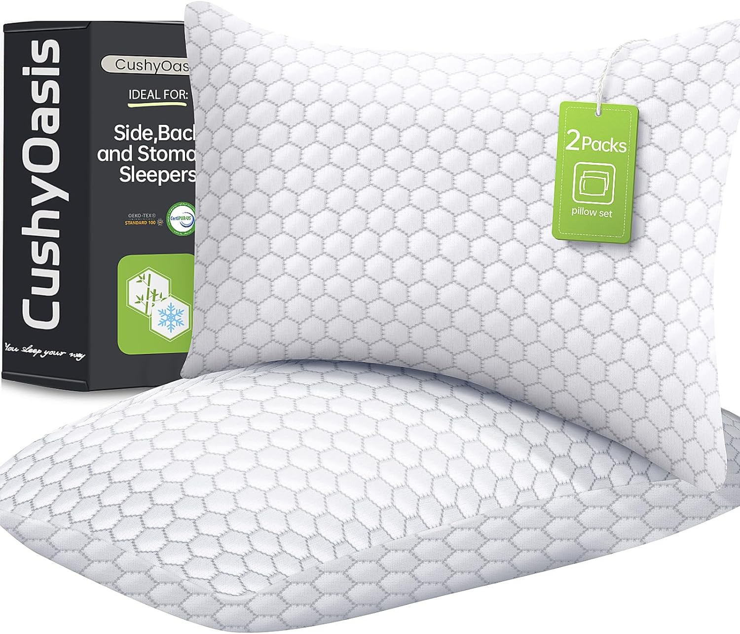 Shredded Memory Foam Pillow Set for Comfortable Sleep