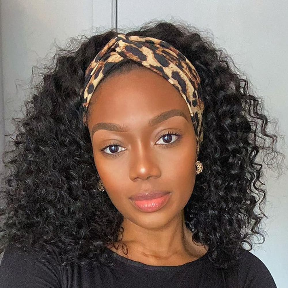 Deep Wave Headband Wig for Black Women - 14Inch Curly Style