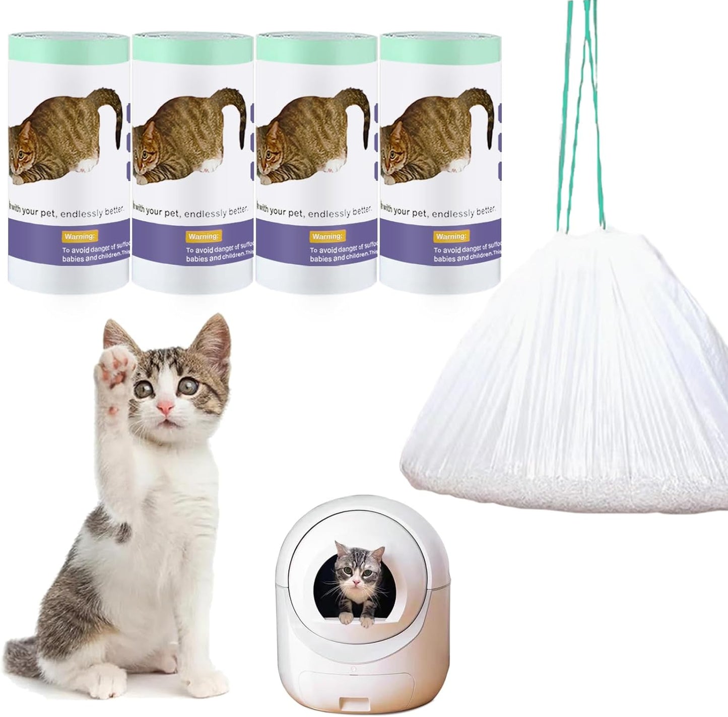 Mooydee Self-Cleaning Cat Litter Liner Bags - Effortless Waste Disposal!