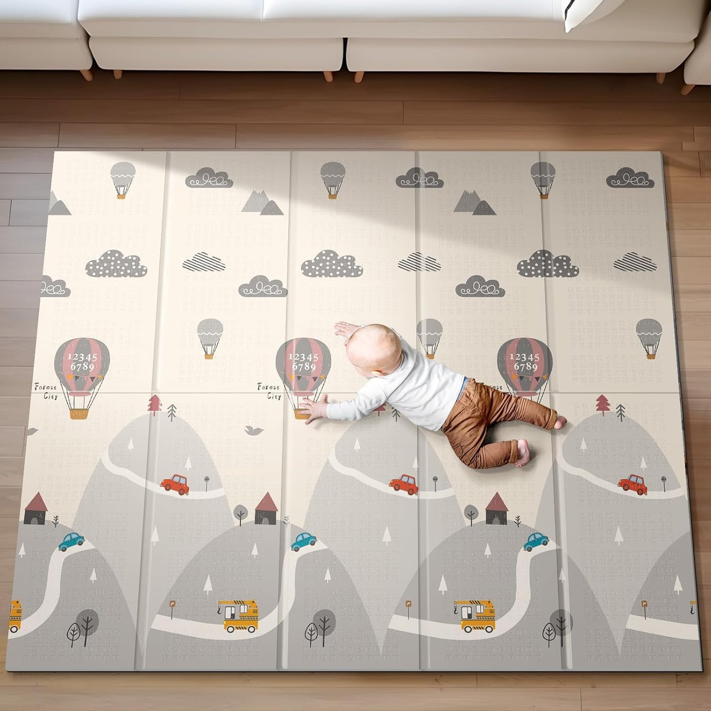 Foldable Baby Play Mat - Reversible, Anti-Slip, 71 x 59 in