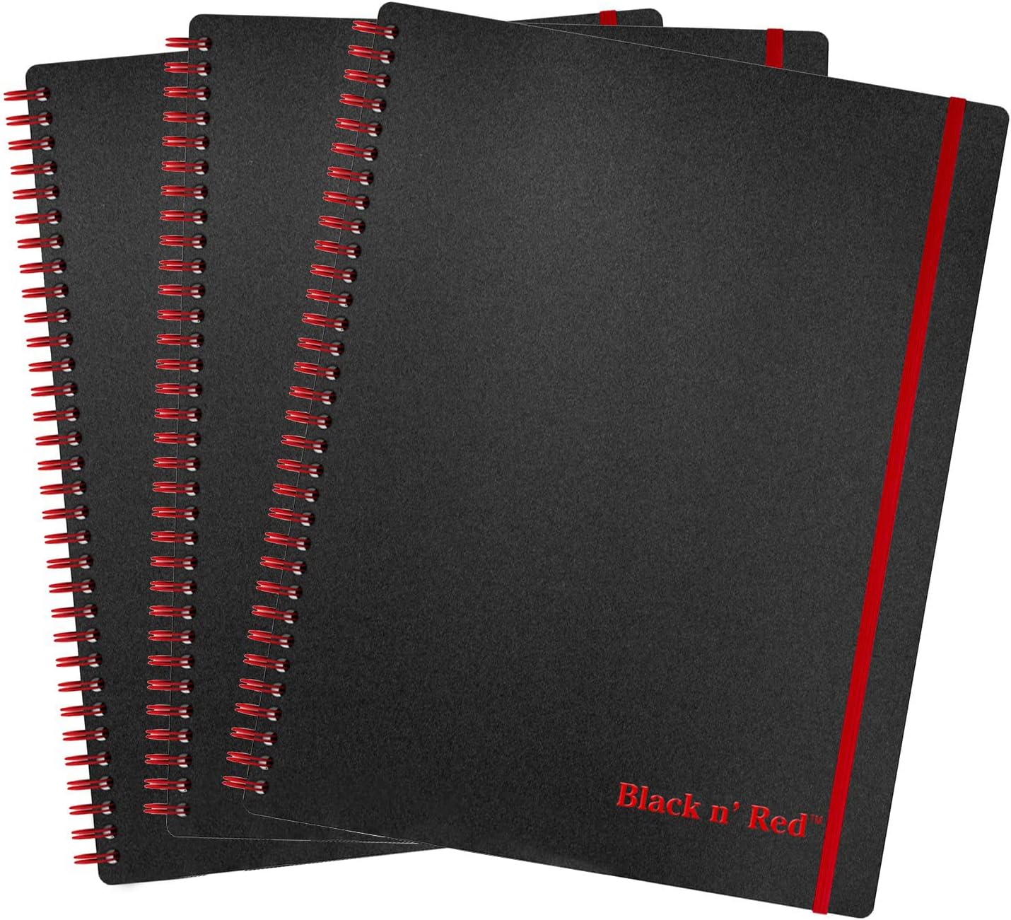 Black n' Red Business Notebooks, 3 Pack, Soft Cover, Twin Wire