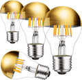 Half Chrome Light Bulb Gold Tipped A19 LED Bulbs - Warm Dim 6W