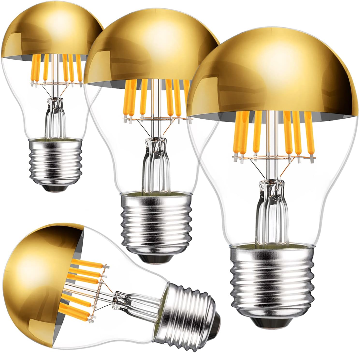 Half Chrome Light Bulb with Gold Tip - Dimmable Decorative LED