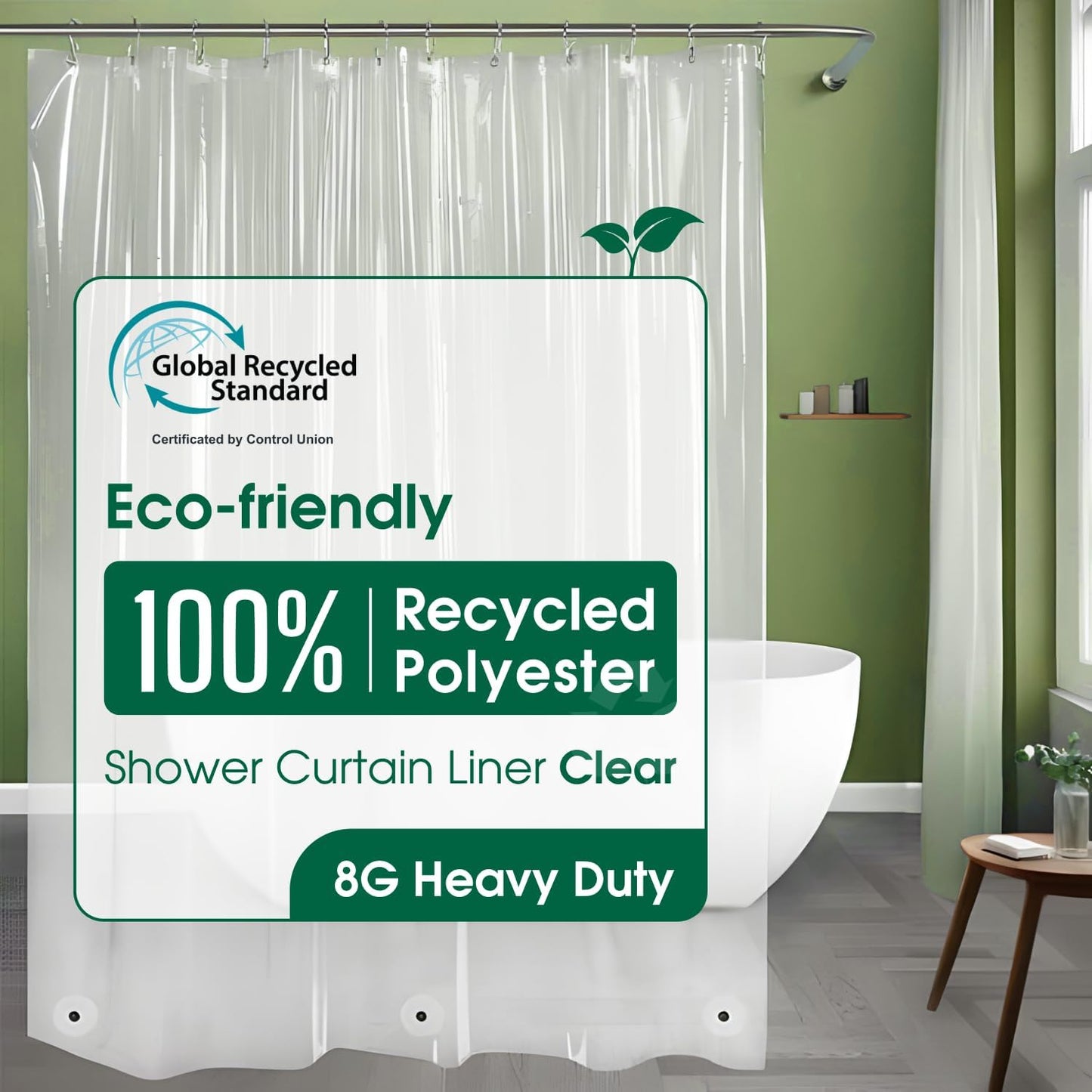 BH Eco-Friendly Recycled Polyester Shower Curtain Liner