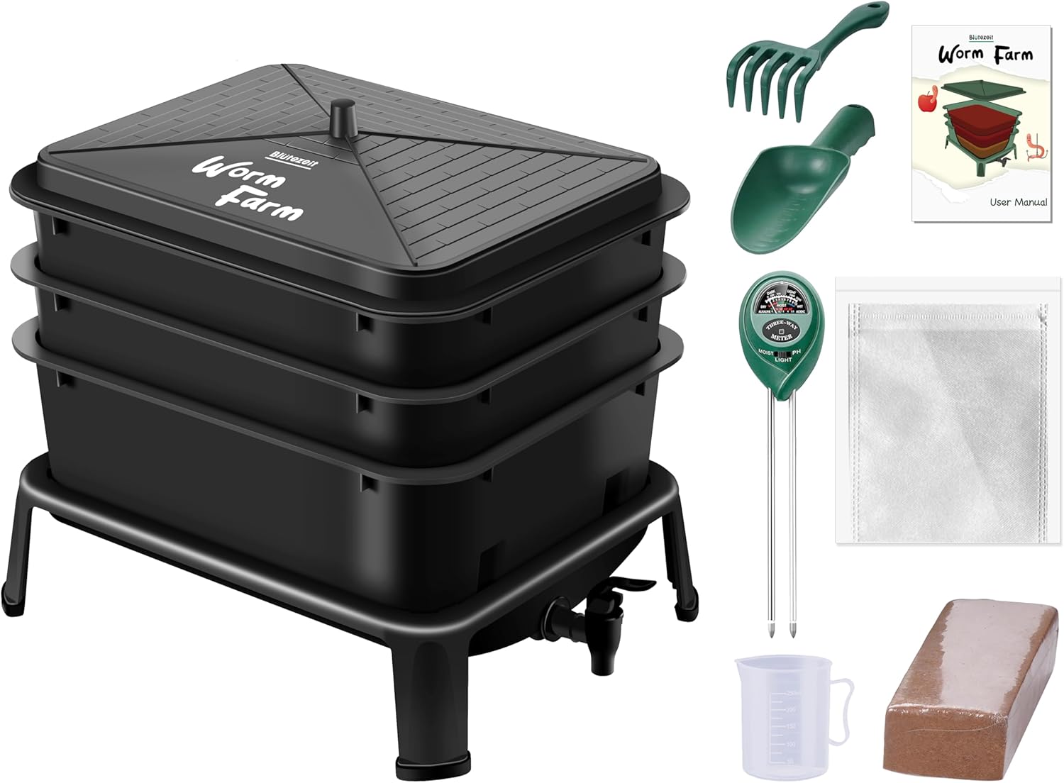 Blutezeit 3-Tray Worm Composter for Efficient Indoor Composting