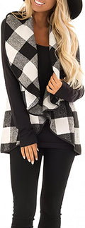 Unidear Womens Buffalo Plaid Vest Casual Lapel Open Front (Style JCHQ)