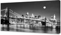 Brooklyn Bridge Night View Canvas Print 20x40in - Nighttime NYC Art