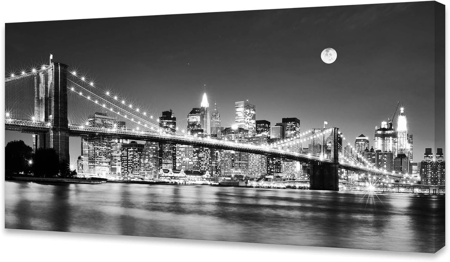 Baisuart Brooklyn Bridge Night View Canvas Prints for Home Decor