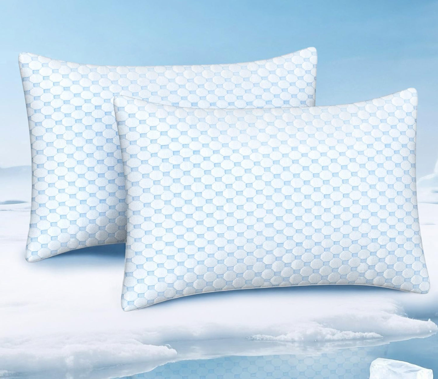 Cooling Pillow for Sleeping - Shredded Memory Foam Set of 2