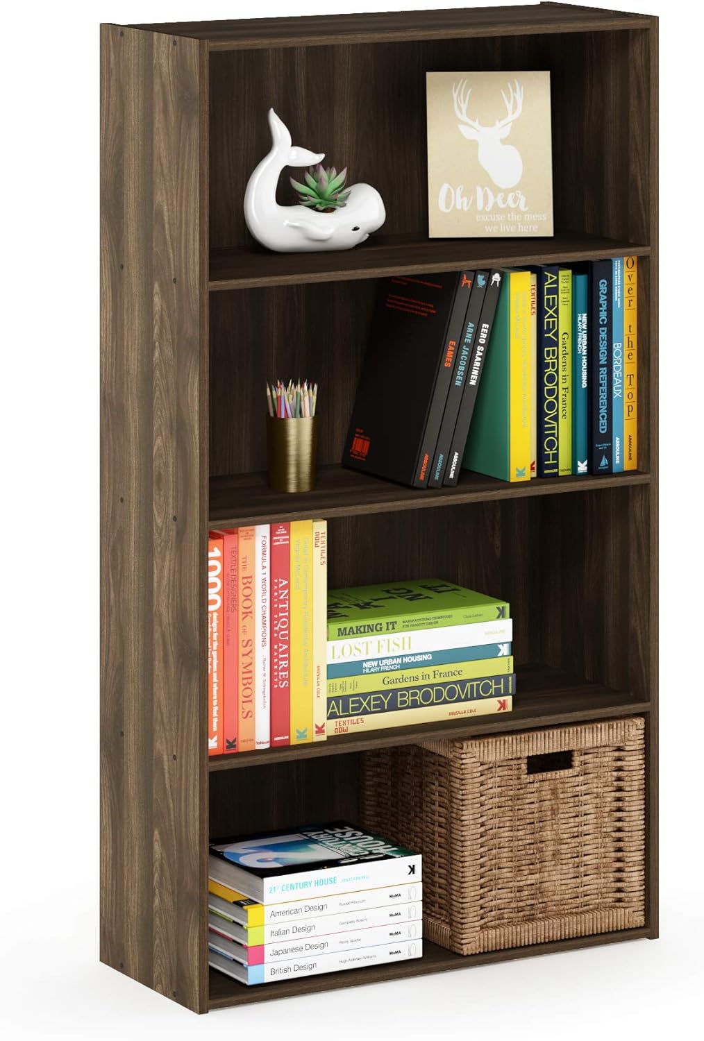Furinno PASIR 4-Tier Bookshelf for Living Room and Office