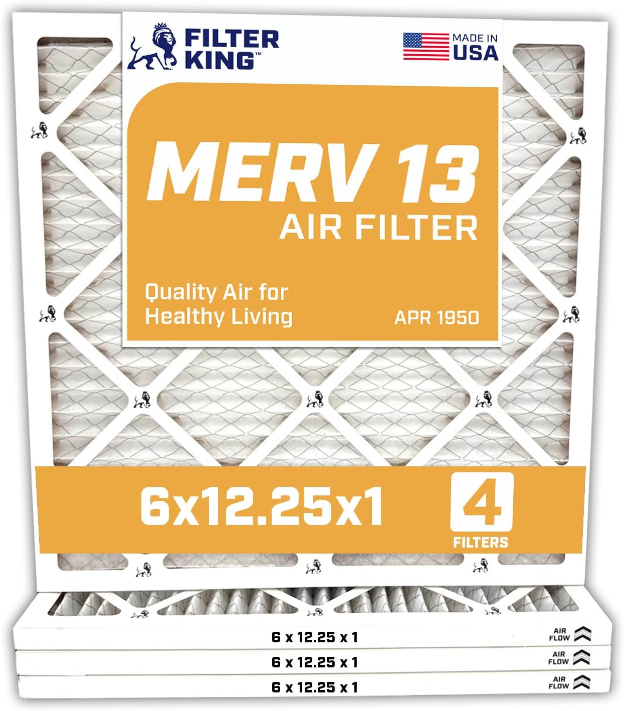 MERV 13 Air Filters 4-Pack for HVAC Systems by Filter King