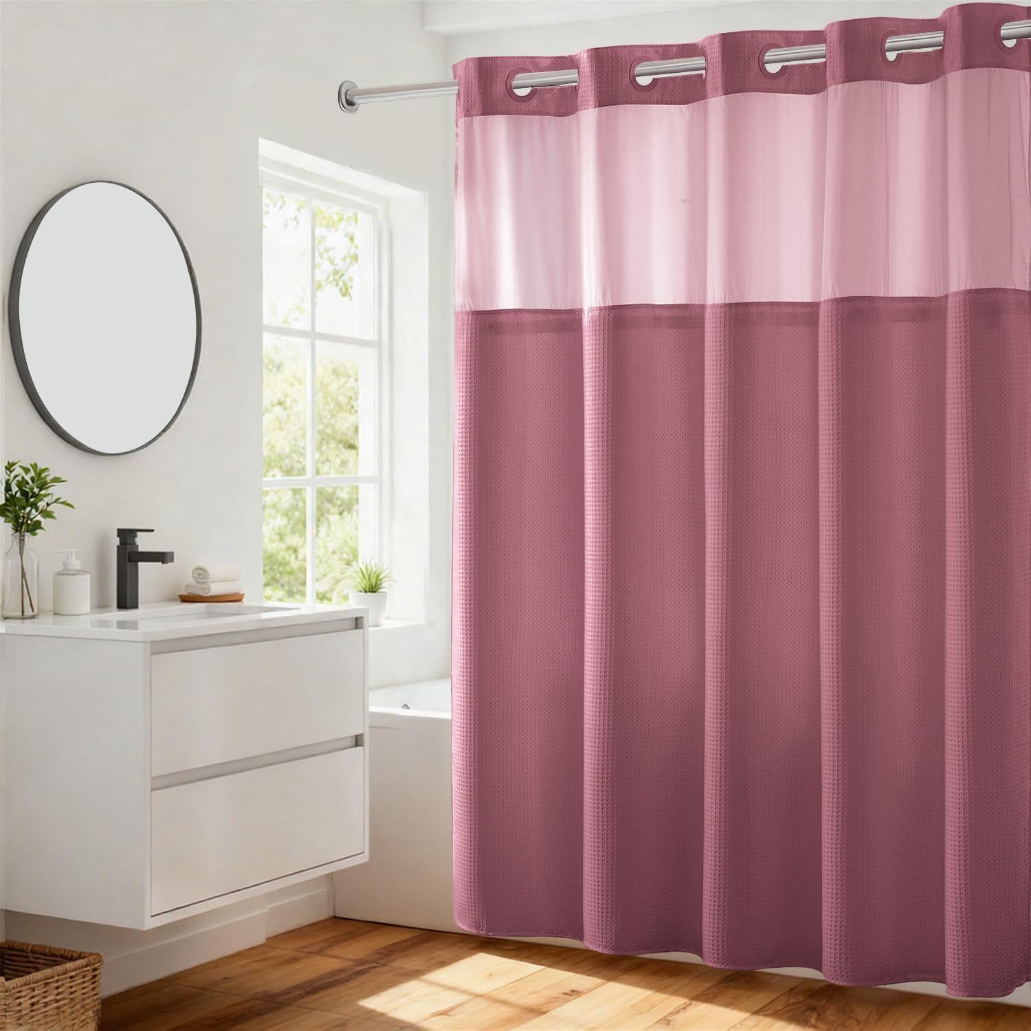 River Dream Heavyweight Dotted Waffle Weave Shower Curtain