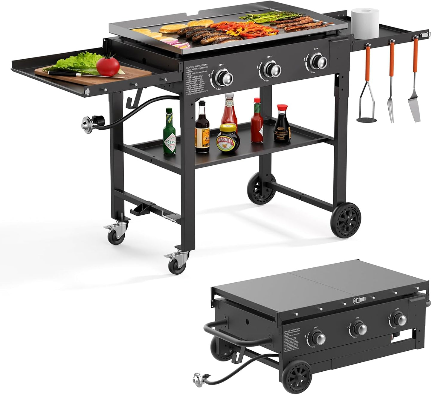 SKOK Flat Top Gas Grill - 31.5 Inch Portable Propane Griddle