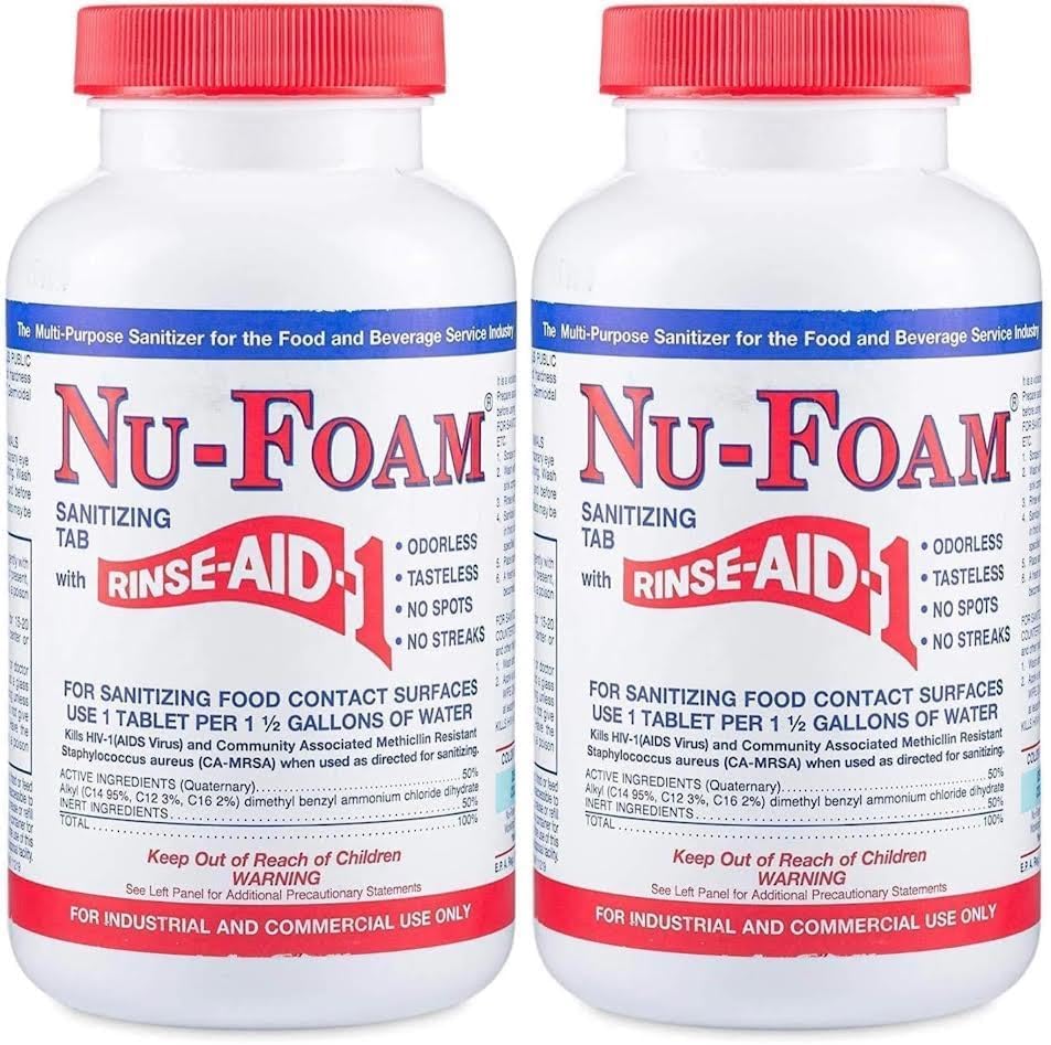 Nu-Foam Sanitizing Tablets for Spotless Bar Glassware 200 Count