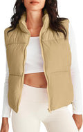 MEROKEETY Puffer Vest Women 2025 Fall Winter Sleeveless Quilted Zip