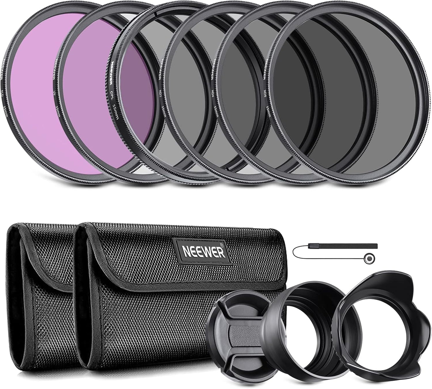 NEEWER 55mm Lens Filter Kit for Canon Nikon Sony Cameras