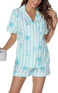 100% Cotton Pajamas for Women 2 Piece PJ Set - Soft Short Sleeve
