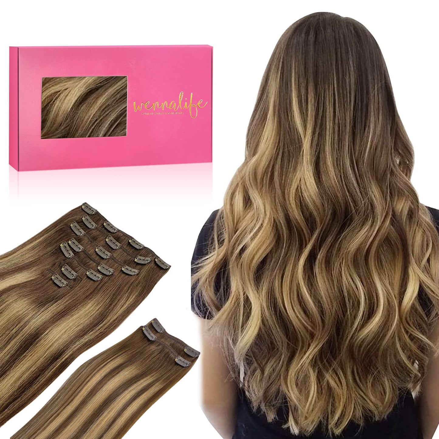 WENNALIFE Clip in Hair Extensions for Full Volume & Style
