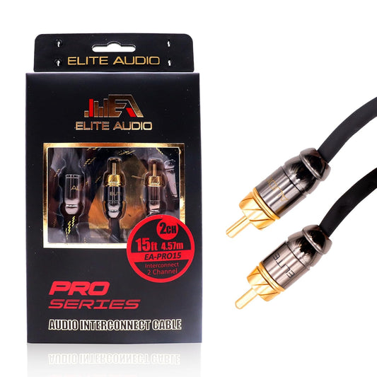 Elite Audio Pro Series 15ft 2-Channel RCA Cable for Superior Sound