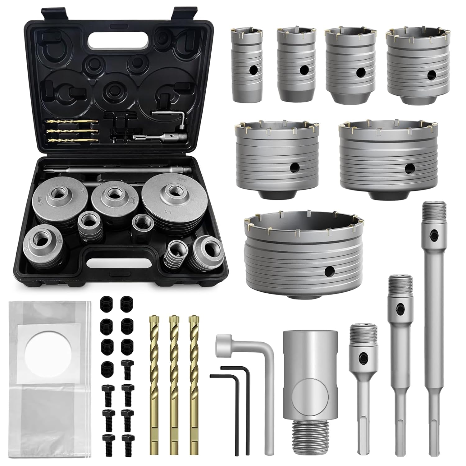 34PCS Concrete Hole Saw Kit for Masonry Drilling Tasks
