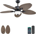 50 in Tropical Palm Leaf Ceiling Fan with Light and App Control - Dark